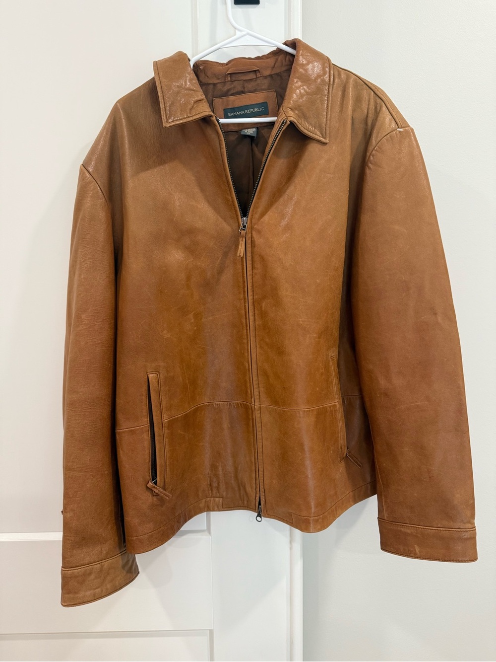 Banana Republic Men's Tan Leather Bomber Jacket